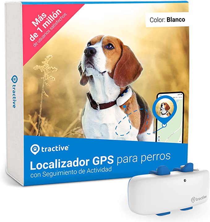 Tractive Localizador GPS perros. Conoce la ubicación y actividad de tu mascota. (Blanco)