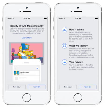 Las aplicaciones móviles de Facebook de "shazamizan" para reconocer canciones, series y películas