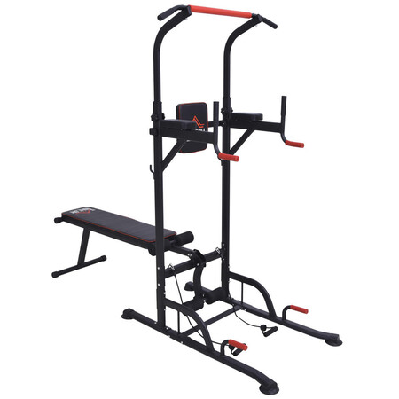 Estacion De Musculacion Altura Ajustable Homcom 220x98x229 Cm Negro