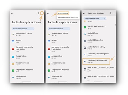 Android System Webview Restablecer