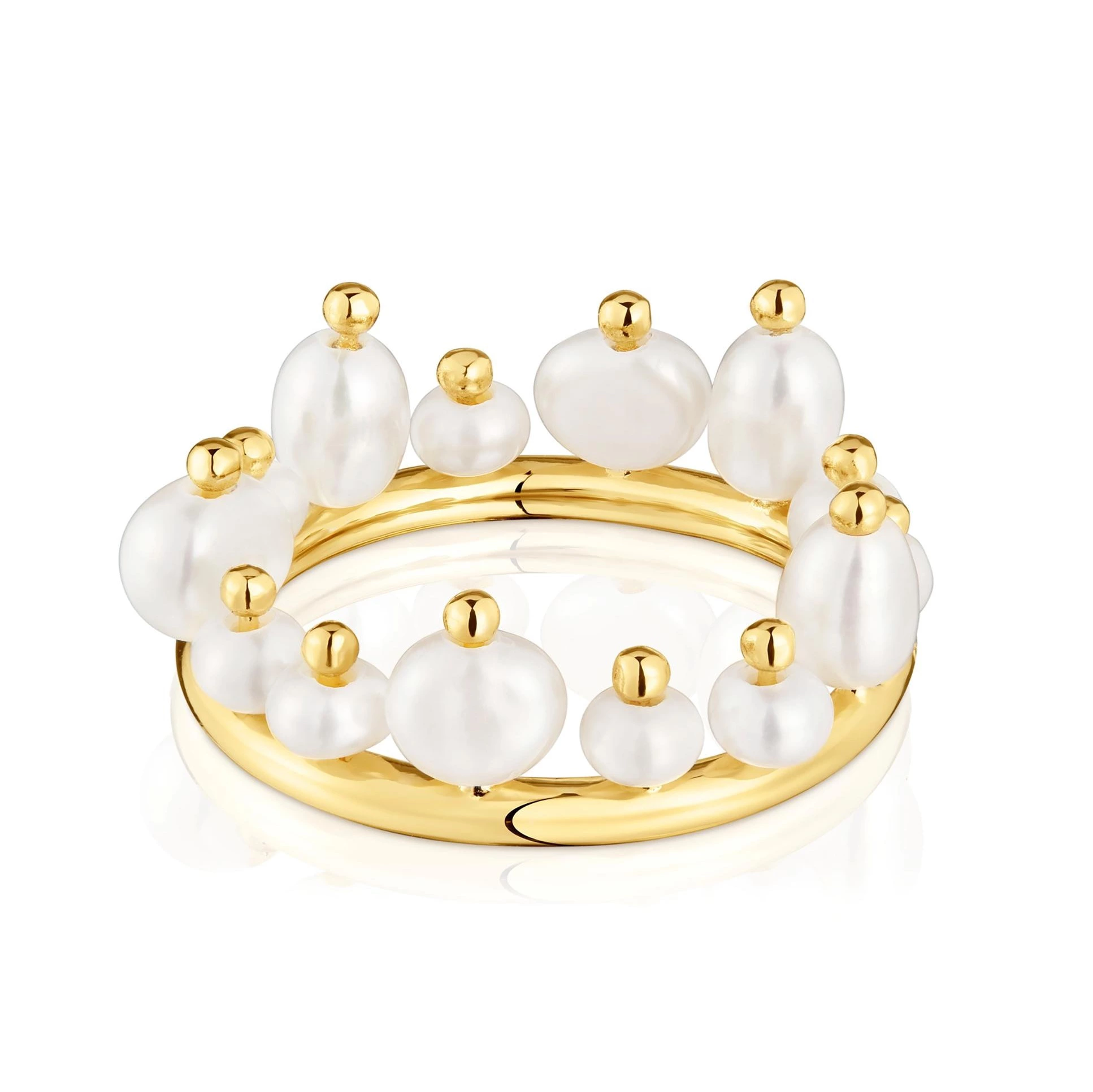 Anillo Sugar Party bañado en oro 18 kt sobre plata y perlas

