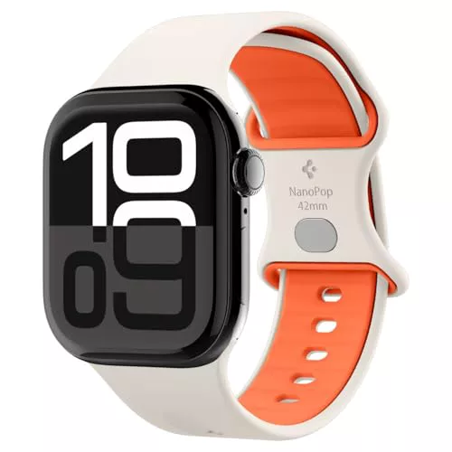 Spigen Correa Nano Pop Compatible con Apple Watch 10 42 mm, Serie 9/8/7 41 mm, SE2/SE/6/5/4 40 mm, 3/2/1 38 mm - Orange Beige
