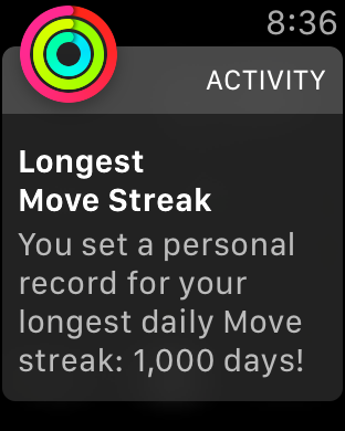 Un usuario de Apple Watch consigue una racha de 1.000 días de movimiento
