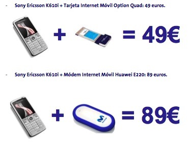 Movistar ofrece un Sony Ericsson k610i y un dispositivo de datos