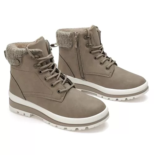 GLAMORA botas de invierno mujer impermeables con forro cálido,suela antideslizante,térmicos de piel sintética (KAKI, mediano, Adulto, Mujer, 41, Números, Sistema tallas calzado EU, mediano)