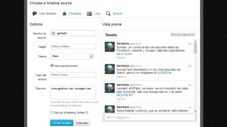 Twitter ofrece nuevos widgets para incrustar timelines, listas o búsquedas en cualquier sitio web