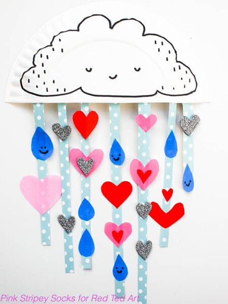 Valentines Paper Plate Rain Cloud