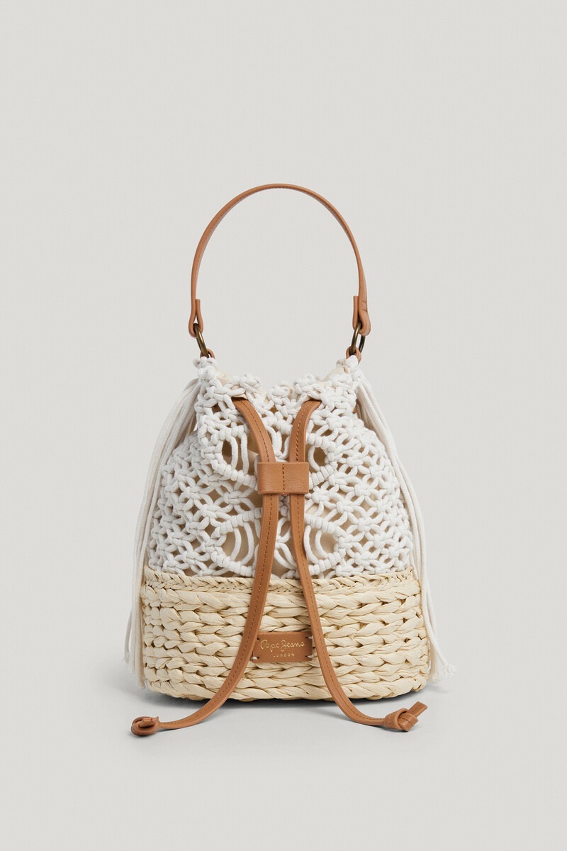 Bolso en macramé y rafia Pepe Jeans