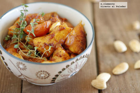 Pollo a la miel con almendras y canela. Receta