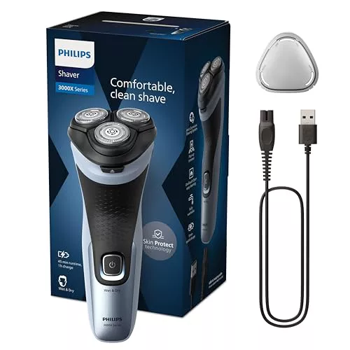 Philips Serie X3000 Afeitadora Eléctrica Hombre, Máquina de Afeitar Barba con Cortapatillas