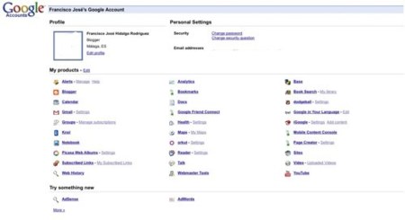 La página de cuentas de usuario de Google, rediseñada