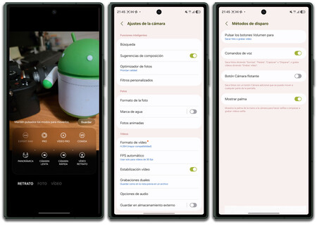 Capturas de la app de cámara en el Samsung Galaxy Z Fold8 Ultra