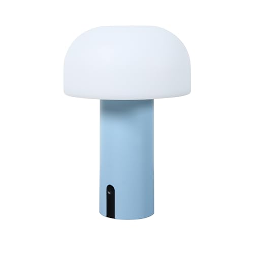 LUUK Studio Lámpara de Mesa LED Inalámbrica Recargable, Diseño en Forma de Seta, IP44 impermeable, Luz Blanca Cálida Regulable 2700K, Control Táctil, USB-C, Decorativa Moderna para Interio, Blau