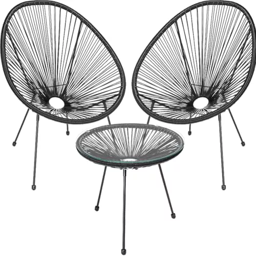 Shally Dogan Freddy - Juego de decoración de jardín de polirratán de Dos plazas con Mesa