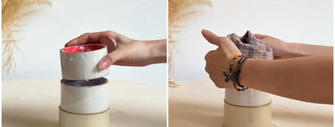 No lo sabía, pero si reutilizamos los rollos de cinta adhesiva acabados y un retal de tela, podemos hacer este práctico organizador para la cocina 