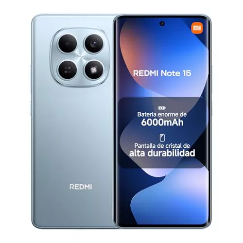 XIAOMI REDMI Note 15 - Smartphone de 6+128GB, Pantalla AMOLED FHD+ de 6,77", MediaTek Helio G100-Ultra, cámara de 108MP, batería de 6000 mAh, Cargador no Incluido, Azul Glaciar (Versión ES)