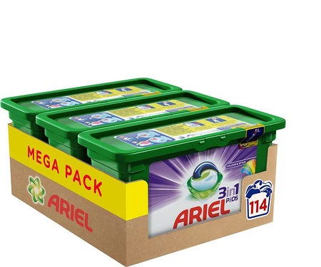 Mega Pack de detergente Ariel 3 en 1 ahora por 29,79 euros: 9,93 euros/unidad