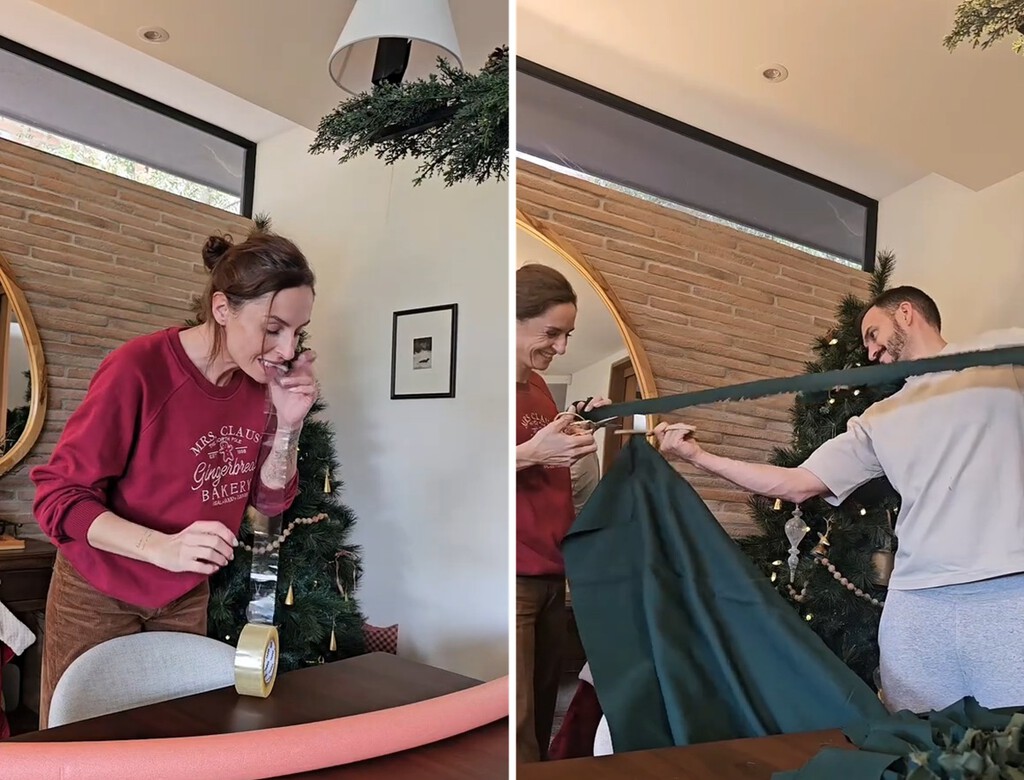 Cómo hacer una corona de Navidad usando un viejo churro de piscina y retales de tela: el resultado es espectacular