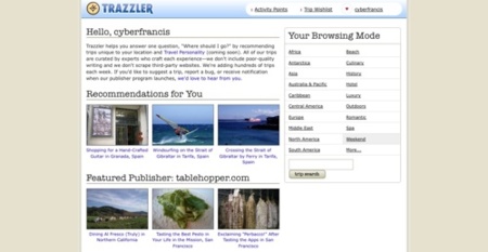Trazzler, recomendaciones de viajes a realizar