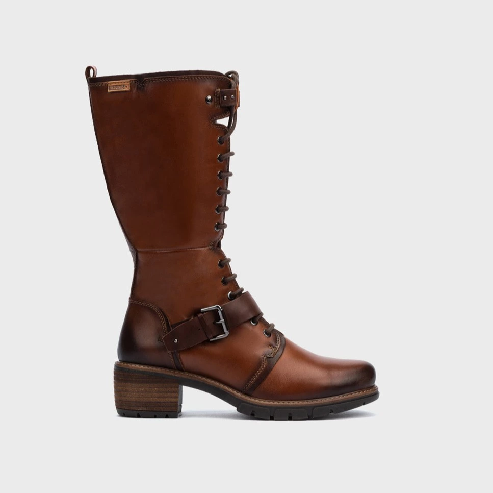 Botas de mujer de piel con cordones y cremallera lateral

