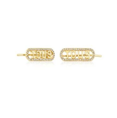 Pendientes Logo trepadores bañados en oro de 18 kt sobre plata y diamantes
