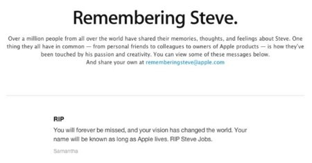 Apple ha recibido un millón de correos homenajeando a Steve Jobs y muestra algunos en una nueva sección de su web