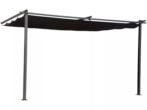 Habitat et Jardin Pérgola adosada con Techo retráctil - 3 x 4 m - Gris Antracita