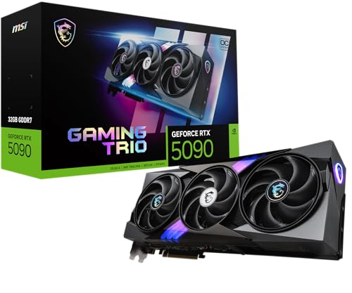MSI RTX 5090 32G Gaming Trio OC Tarjeta Gráfica Gaming, 32 GB GDDR7, 512 bits, Rendimiento Extremo: 2497 MHz, DisplayPort x3 2.1a, HDMI 2.1b, NVIDIA Blackwell Architecture