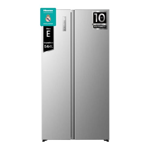 Hisense RS3P558NEIE - Frigorífico Americano Side By Side, 544L, 178.6cm, Interior Renovado, Enfriamiento Rápido, Tecnología Inverter, Alarma de Puerta Abierta, Balconera XXL, Gran Cajón