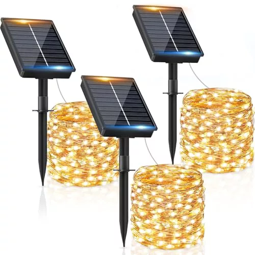 FIFlying Guirnalda Luces Exterior Solar - 3 x 12M 120 LED Guirnalda