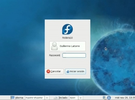 Instalar Fedora 10 - Inicio de sesión