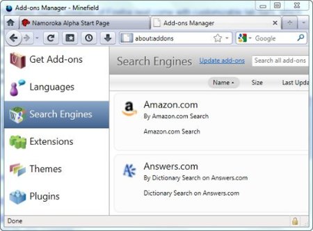 Nuevo administrador de complementos para Firefox