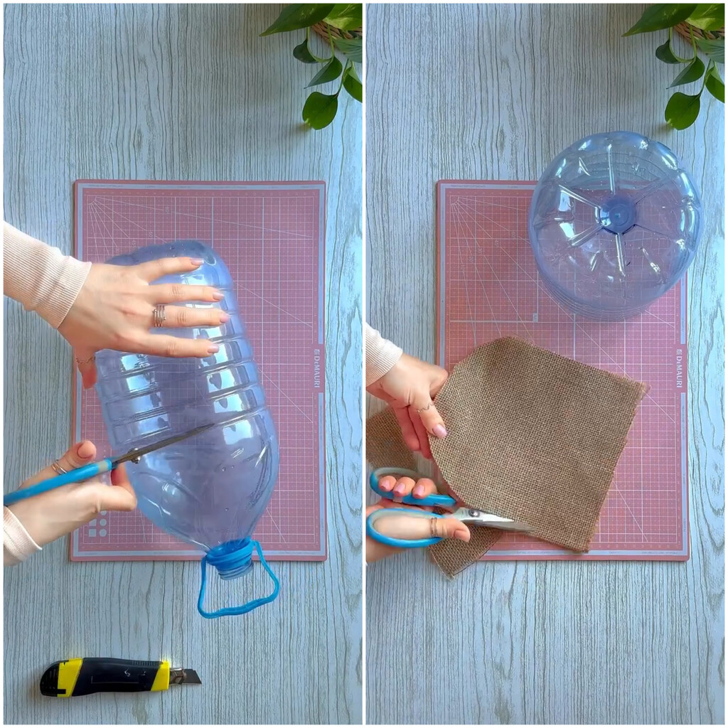 No lo sabía, pero si reutilizas las garrafas de agua vacías puedes hacer tú mismo estos maceteros para el hogar