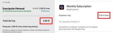Diferencias Precio Skyshowtime