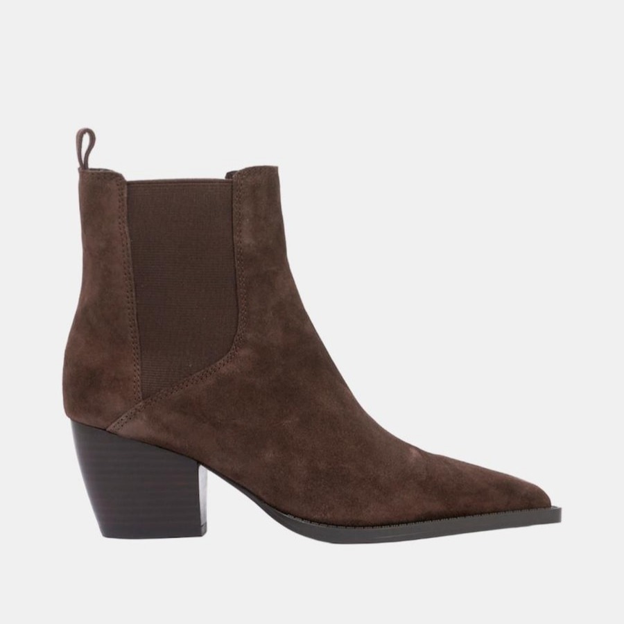 Botines para Mujer cowboy de piel con tacón - Another Trend - Marrón chocolate

