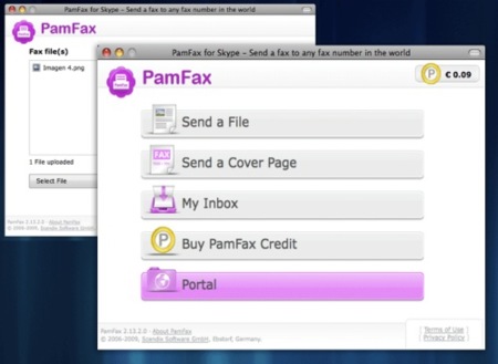 PamFax permite enviar y recibir faxes a través de Skype