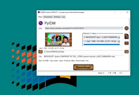 PyIDM, un gestor de descargas open source que nos facilita la tarea de bajarnos playlists de vídeo