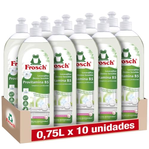 Frosch - Lavavajillas a Mano Líquido Vitaminas Ecológico, Pack de 10 Unidades x 750 ml
