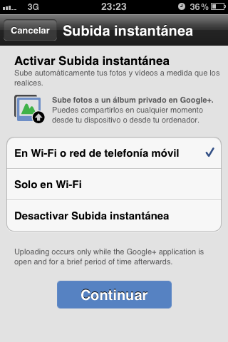 La subida instantánea de imágenes, principal novedad en la actualización de Google+ para iOS