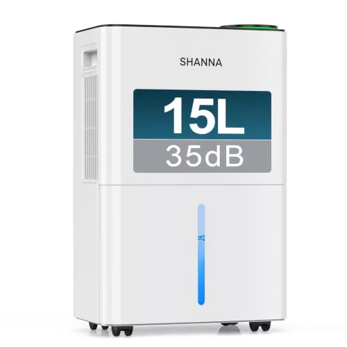 SHANNA Deshumidificador 15L Para Hogar, Hasta 40m², Con Apagado Automático