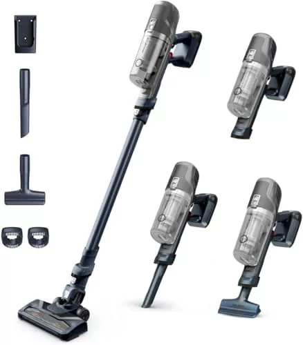 Rowenta XPert 6.60 - Aspiradora escoba versátil sin cable, con 3 funciones en 1 multiespacios, batería de litio, 2 velocidades, gatillo Boost, ligero y portatil, Gris oscuro RH6836