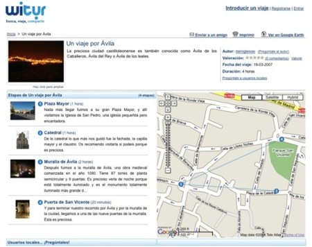 Witur, sugerencias de rutas de viajes