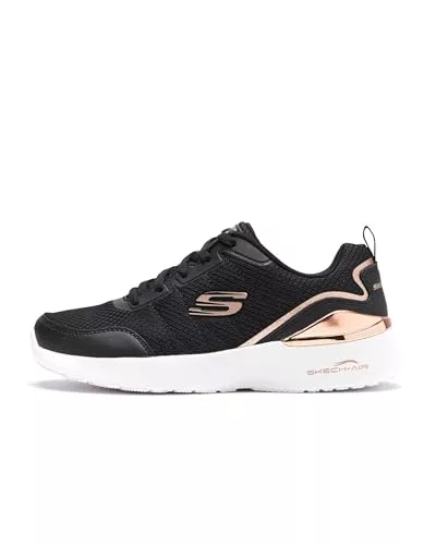 Skechers SKECH-AIR DYNAMIGHT THE HALCYON, Zapatillas para Mujer, Black Mesh / Rose Gold Trim, 38 EU