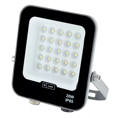 M Ledme - Foco Proyector Led Napoli Plus 20W, 2.400 lumen, IP65 Regulable, Color Luz fría (6000k), Iluminación exterior, De uso para jardín, patios, parking, hotel, naves etc.