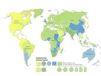 Mapa con los enchufes y tomas de corriente del mundo