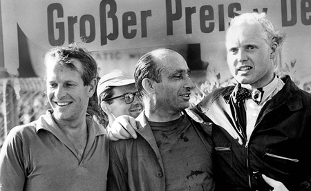 Juan Manuel Fangio, Mike Hawthorn, Peter Collins 1957