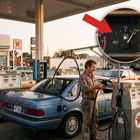 Em 1986, um homem estacionou no lado errado do posto de gasolina; naquele dia, ele resolveu um problema para todos os motoristas que viriam depois