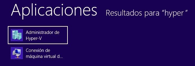Busqueda de Hyper-V en Windows 8