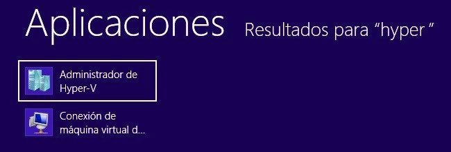 Busqueda de Hyper-V en Windows 8