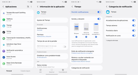 Categorías de notificación